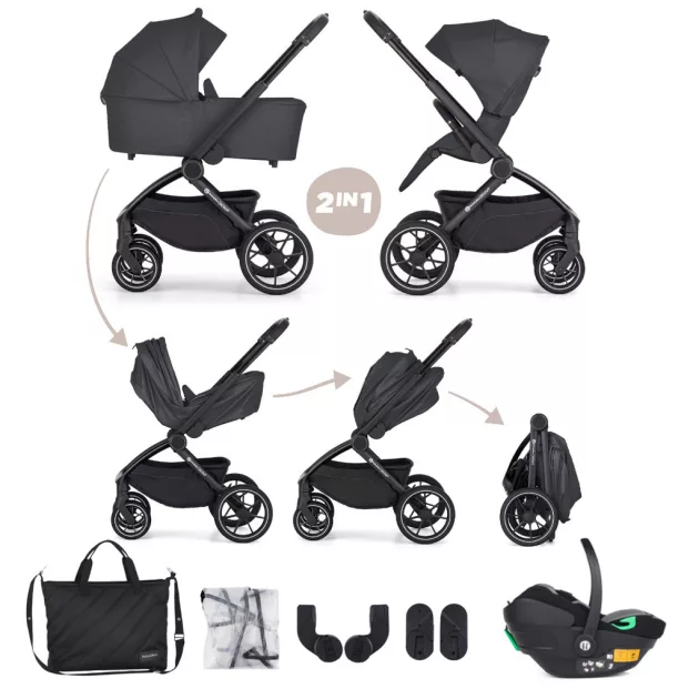 PETITE&MARS Kombinált babakocsi SCOUT 3 az 1-ben Anthracite Moon Core Pro i-Size