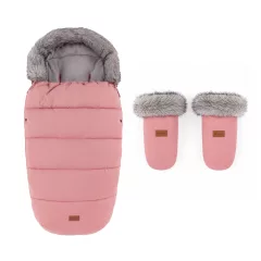   PETITE&MARS Comfy 4v1 téli bundazsák szett + babakocsi kézmelegítő Fjora Old Rose