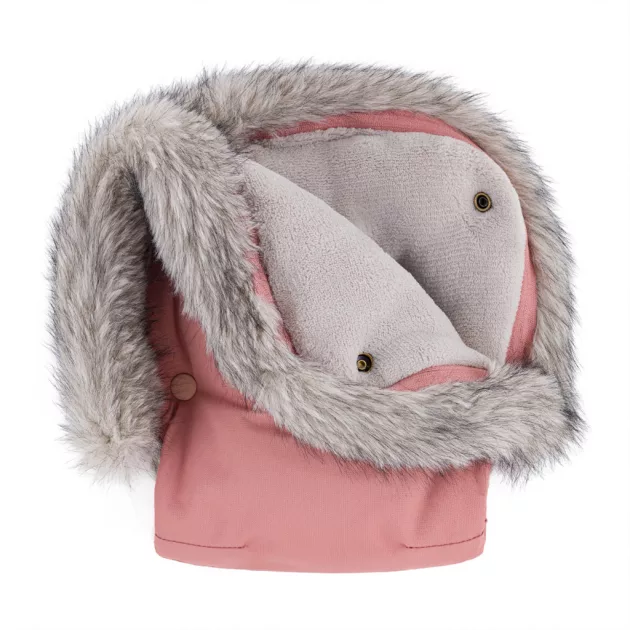 PETITE&MARS Comfy 4v1 téli bundazsák szett + babakocsi kézmelegítő Furry Old Rose
