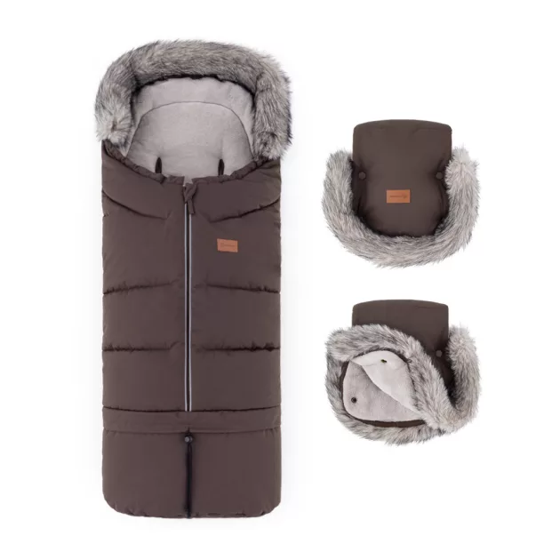 PETITE&MARS Arctic 4v1 téli bundazsák szett + babakocsi kézmelegítő Furry - Rich Brown