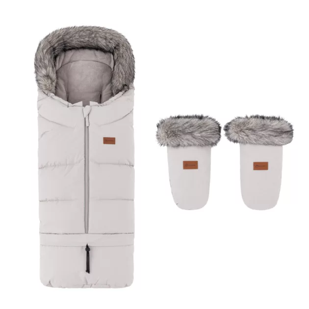 PETITE&MARS Arctic 4v1 téli bundazsák szett + babakocsi kézmelegítő Fjora - Champagne Shower