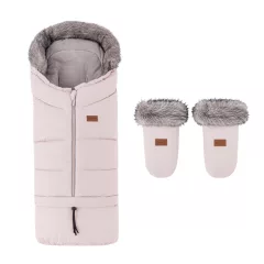   PETITE&MARS Arctic 4v1 téli bundazsák szett + babakocsi kézmelegítő Fjora - Rose Petal