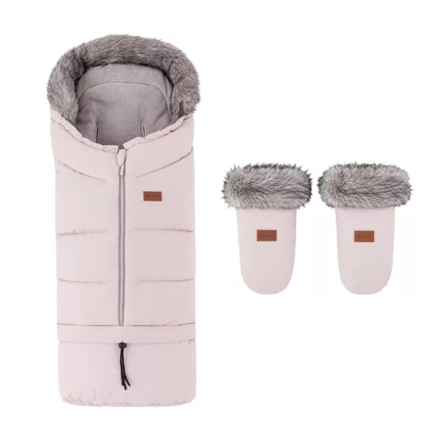 PETITE&MARS Arctic 4v1 téli bundazsák szett + babakocsi kézmelegítő Fjora - Rose Petal