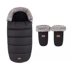   PETITE&MARS Comfy 4v1 téli bundazsák szett + babakocsi kézmelegítő Fjora - Forever Black