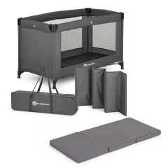 PETITE&MARS Utazóágy Koot Lite matraccal Foldie, Dark Grey