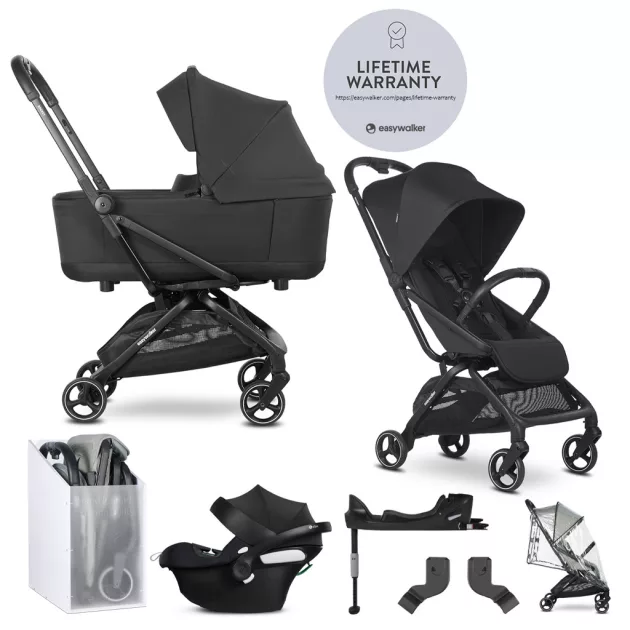 EASYWALKER Babakocsi szett 4 az 1-ben Rockey S Pure Black + CYBEX Aton B2 i-Size + bázis