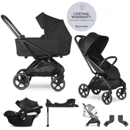   EASYWALKER Babakocsi szett 4 az 1-ben Rockey L Pure Black + CYBEX Aton B2 i-Size + bázis