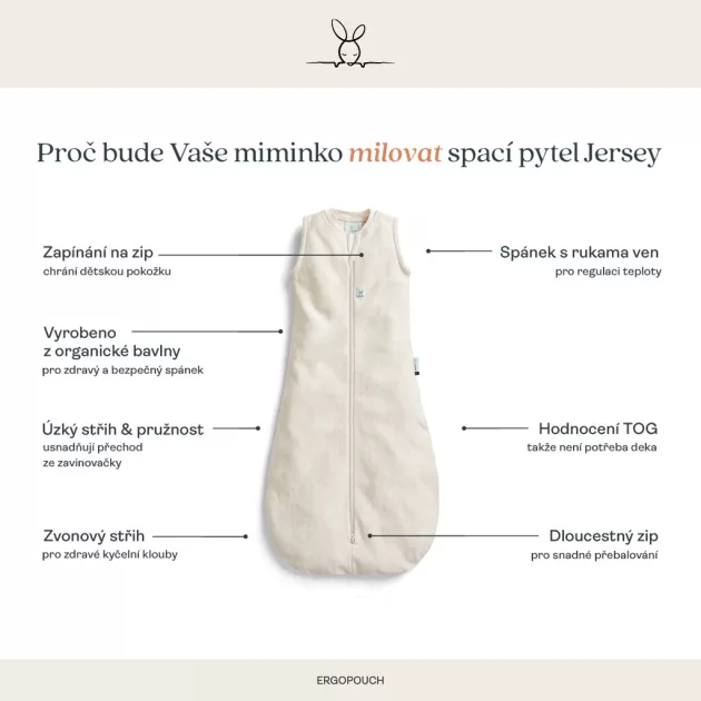 ERGOPOUCH Hálózsák organikus pamut Jersey Melody 8-24hó, 8-14kg, 0,2tog