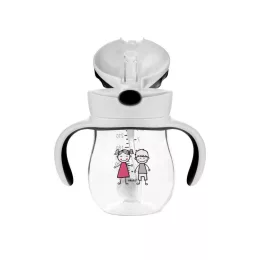 Akuku Tanulópohár súlyozott szívószállal – Szürke