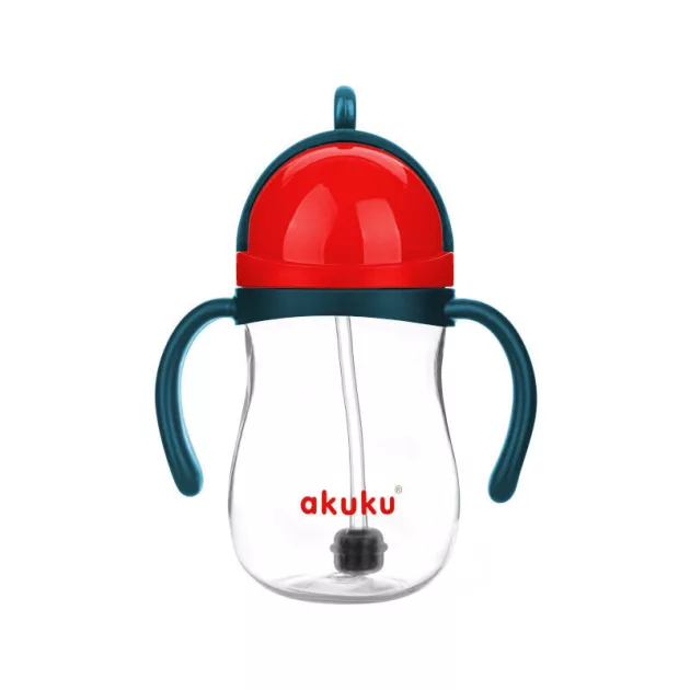 Akuku Szívószálas pohár súlyozott szívószállal – Kék/Piros