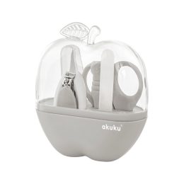 Akuku Babaápoló szett, alma alakú tokban – Szürke