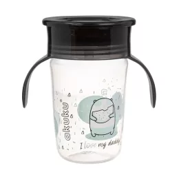 Akuku 360°-os itatópohár, 240 ml, kétfüles – Fekete