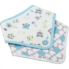   Akuku Háromszög alakú előke/kendő – Baglyos/szíves (2 db)