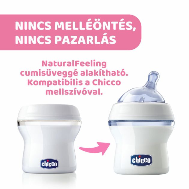 Chicco NaturalFelling Tejtároló, 4x150 ml anyatej tárolás, multifunkciós tárolók