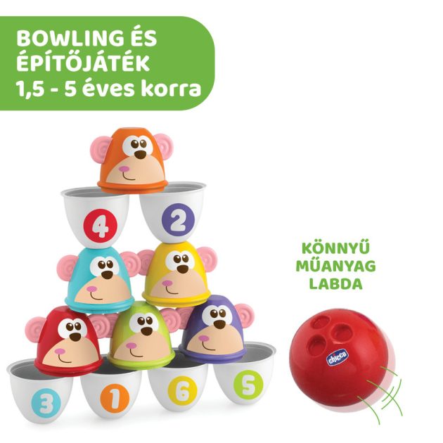Chicco Monkey Strike - majmos bowling és építőjáték aktív sport és játék