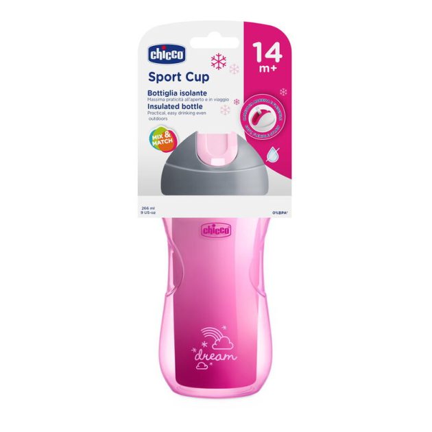 Chicco Sport Cup Pop Up felpattintós szívószálas kulacs, duplafalú