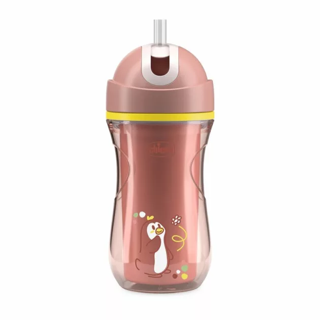 Chicco Sport Cup kulacs 266 ml duplafalú szívószálas csepegésmentes - rózsaszín
