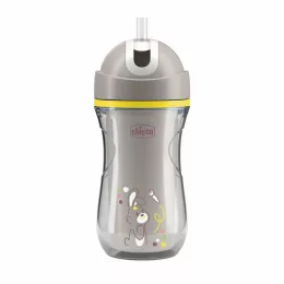   Chicco Sport Cup kulacs 266 ml duplafalú szívószálas csepegésmentes - szürke