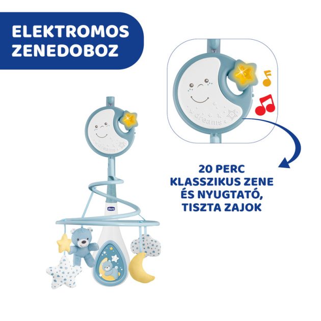 Chicco Next 2 Dreams zenélő forgóka - éjszakai fény kék