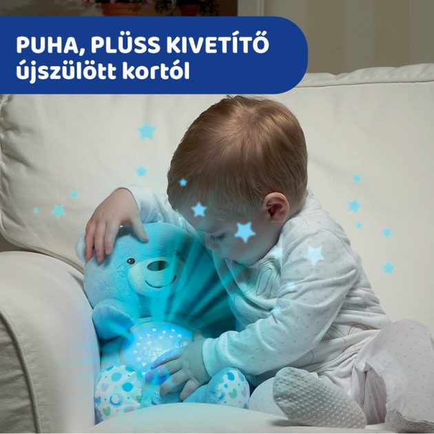 Chicco Baby Bear plüss maci projektor vetítő és éjszakai lámpa - kék