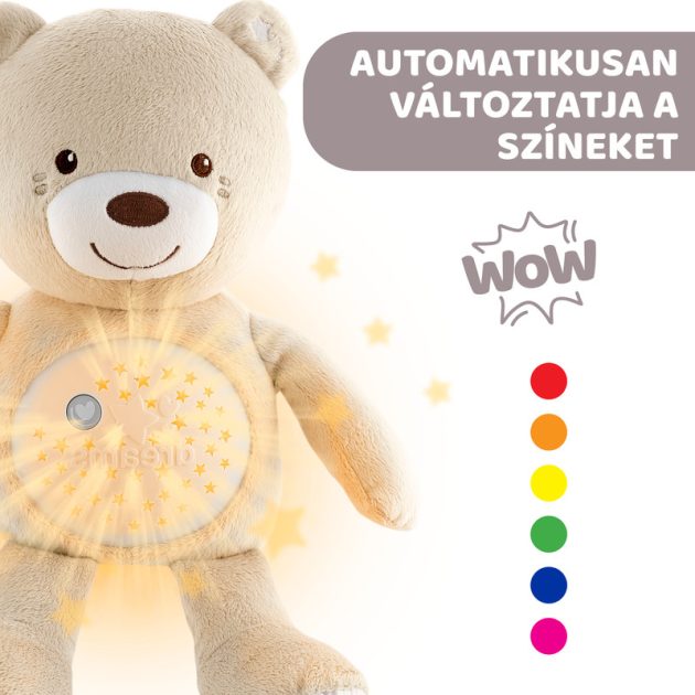 Chicco Baby Bear plüss maci projektor vetítő és éjszakai lámpa -pink