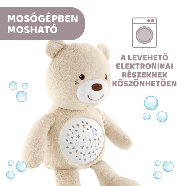 Chicco Baby Bear plüss maci projektor vetítő és éjszakai lámpa -pink