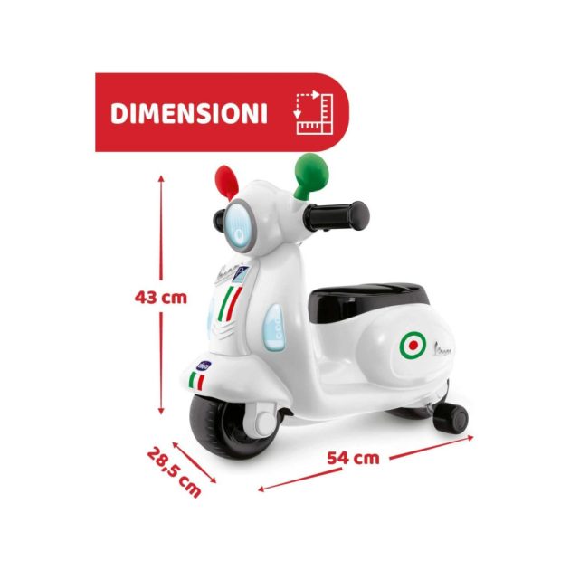 Chicco Vespa Primavera Italia robogó 12-36 hó, lábbal hajtós, fehér