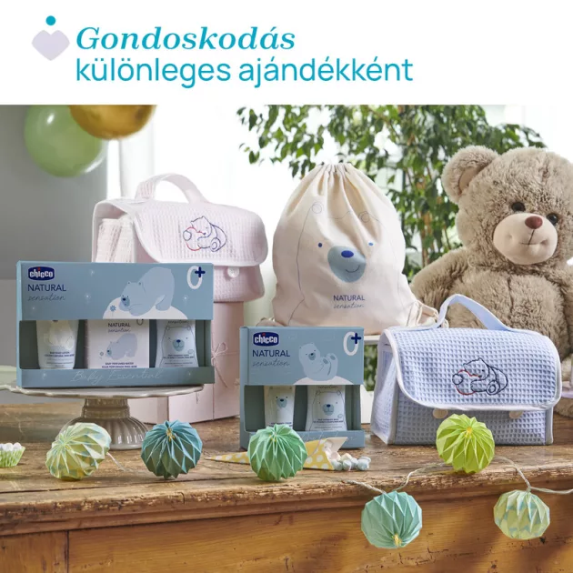 Chicco Nat.Sens. ajándék kozmetikai szett sampon&fürdető+testápoló+szil.mosókefe a