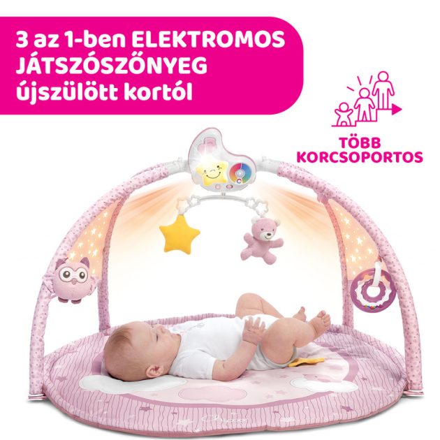 Chicco Játszószőnyeg projektorral játékhíddal pink