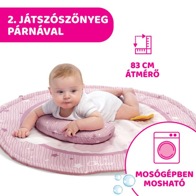 Chicco Játszószőnyeg projektorral játékhíddal pink