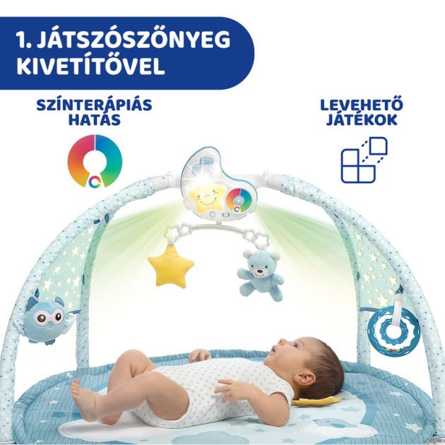 Chicco Játszószőnyeg projektorral játékhíddal blue