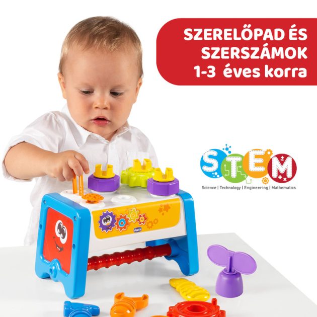 Chicco 2in1 szerelőpad és szerszámok 14 db-os Smart2Play