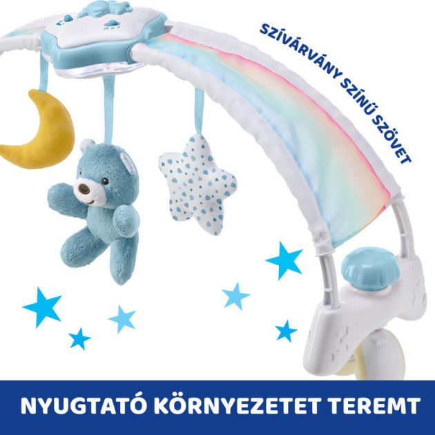 Chicco Rainbow Sky kiságy játékhíd és éjszakai fény, elemes, kék