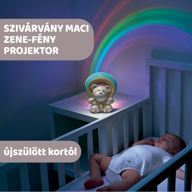 Chicco Rainbow Bear - Szivárvány maci zene-fény projektor, elemes, bézs