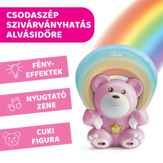Chicco Rainbow Bear - Szivárvány maci zene-fény projektor elemes