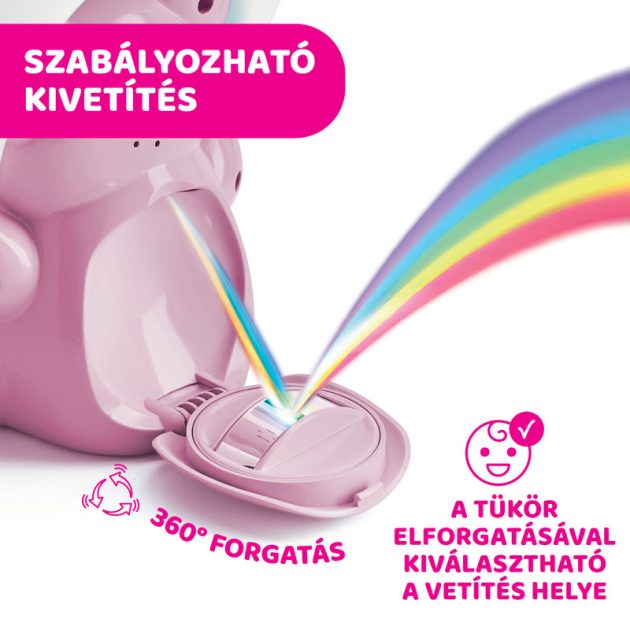 Chicco Rainbow Bear - Szivárvány maci zene-fény projektor, elemes, rózsaszín