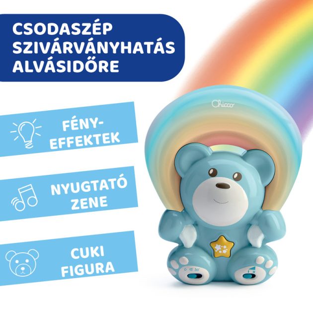 Chicco Rainbow Bear - Szivárvány maci zene-fény projektor elemes kék