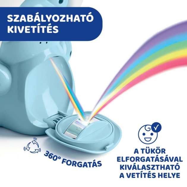 Chicco Rainbow Bear - Szivárvány maci zene-fény projektor, elemes, kék