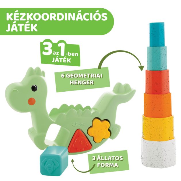 Chicco Hintázó dínó építőjáték 2in1 ECO+ ökoanyag