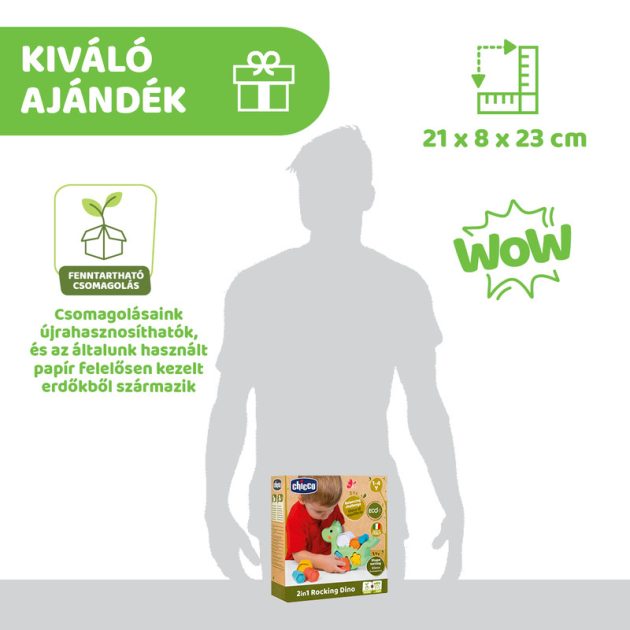 Chicco Hintázó dínó építőjáték 2in1 ECO+ ökoanyag