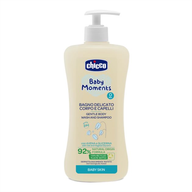 Chicco Fürdető & sampon 500 ml - újszülöttbőrre zabkivonat és növényi glicerin, semleges pH