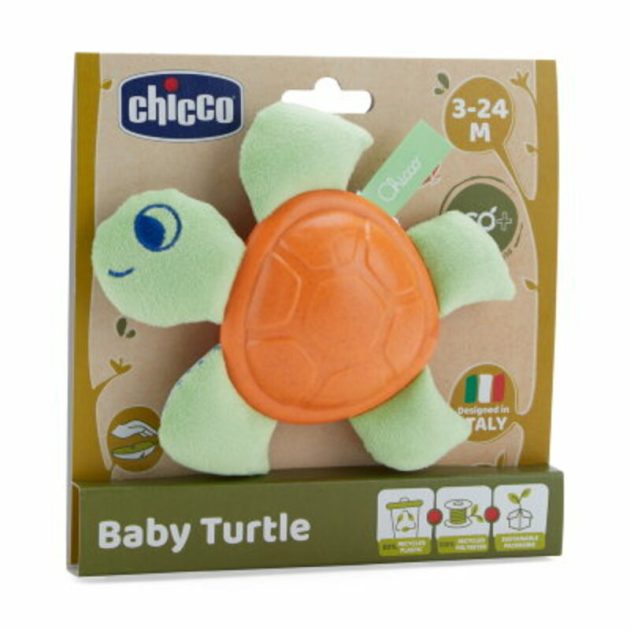 Chicco Baby Turtle Eco+ bébiteknős rágókás textiljáték ökoanyagból