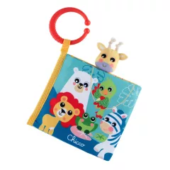   Chicco Animals' Book állatos textilkönyv és bábjáték csörgő felületekkel