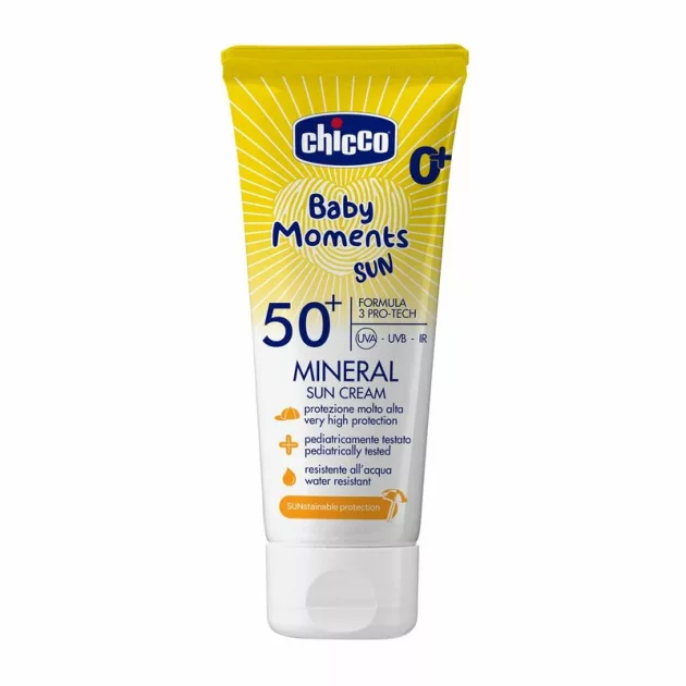 Chicco Ásványi Fényvédő krém SPF50+ (75 ml) UVA, UVB, INFRA sugárzás elleni nagyon magas védelem