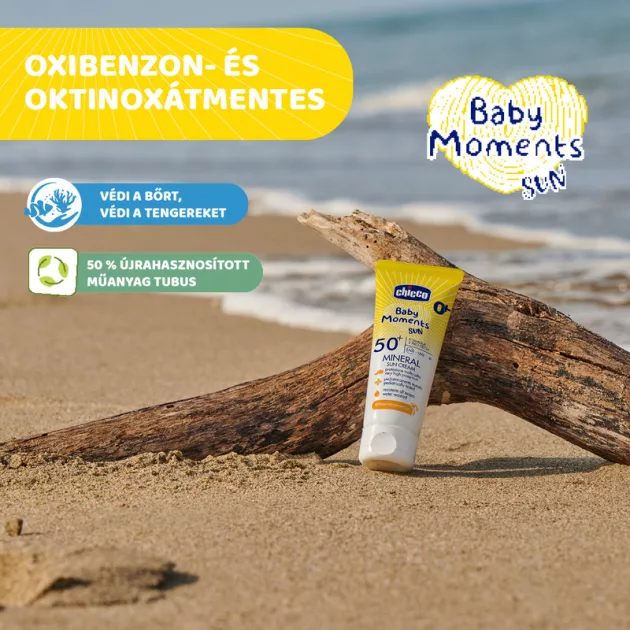 Chicco Ásványi Fényvédő krém SPF50+ (75 ml) UVA, UVB, INFRA sugárzás elleni nagyon magas védelem