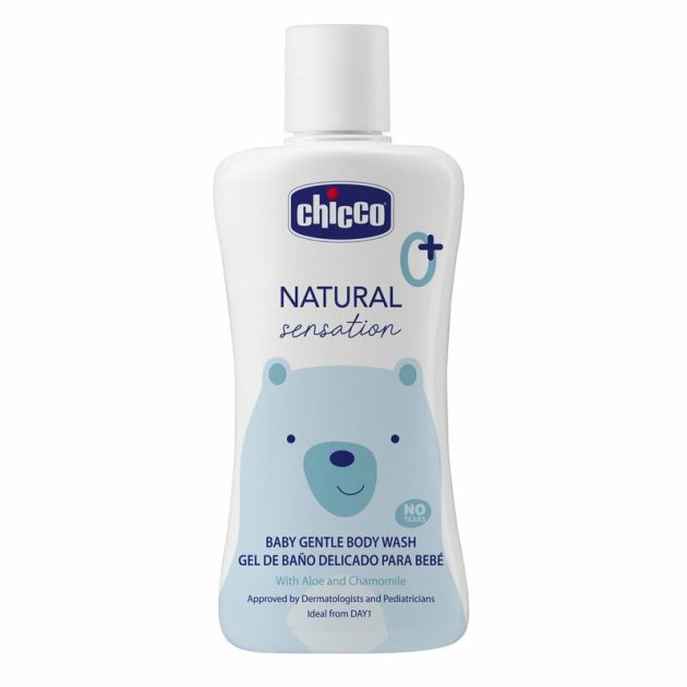 Chicco Gyengéd babafürdető, Natural Sensation aloe és kamilla kivonattal, kék-fehér, 200 ml