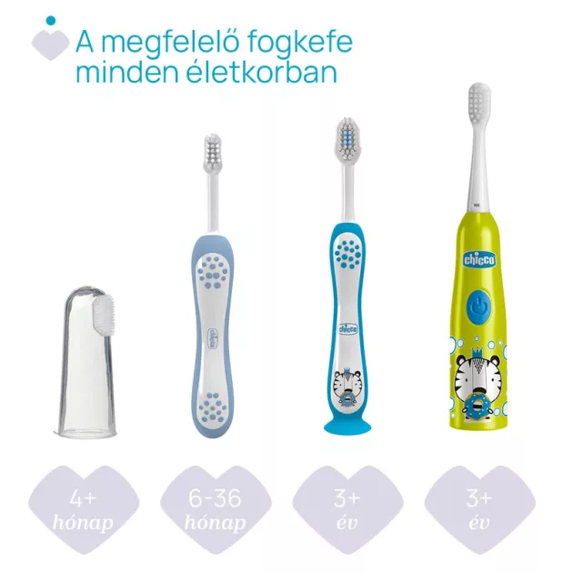 Chicco Fogkefe 3-6 év tejfogakhoz tapadókorongos védőkupakkal