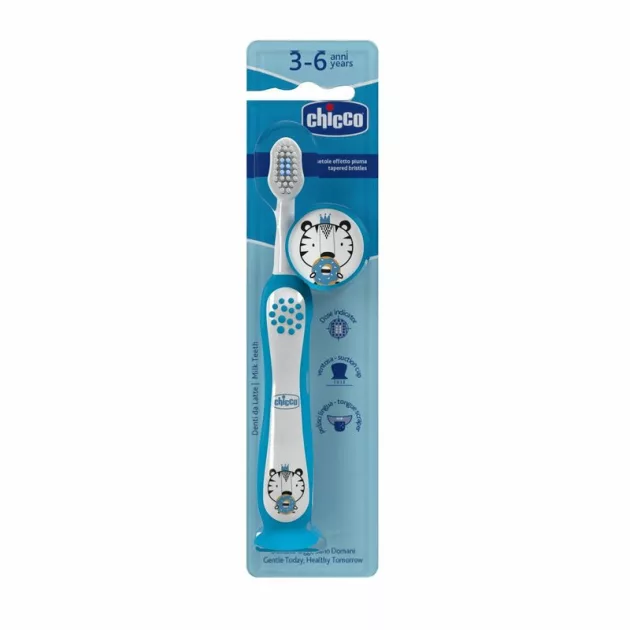 Chicco Fogkefe 3-6 év tejfogakhoz tapadókorongos védőkupakkal