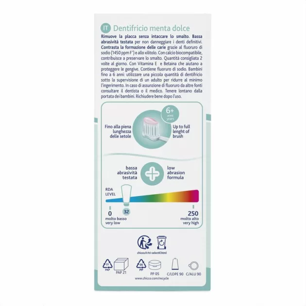 Chicco Menta ízű fogkrém fluoridos 50 ml xilittel - 6 év+
