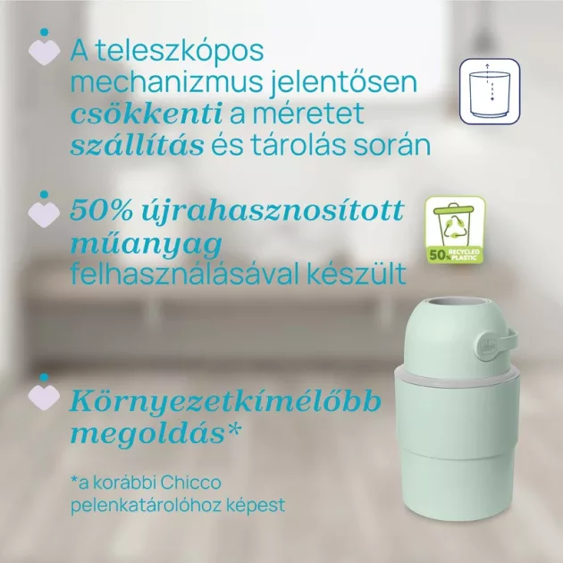 Chicco Teleszkópos pelenkatároló (15 db nejlonzsákkal) extra utántölt költség nélkül